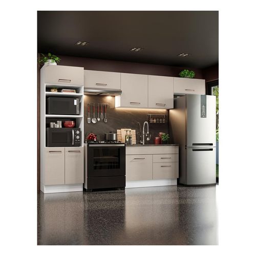Cocina integral Madesa 350cm blanco crema agata 01