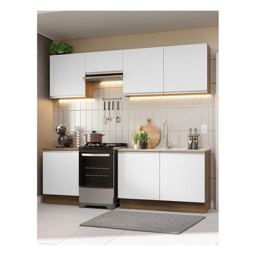 Cocina integral Madesa 240cm marron blanco glamy 09