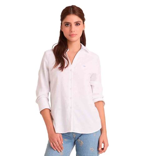 Blusa camisera Porto Blanco blanco para dama D-2511