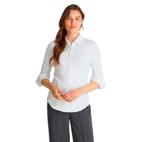 Blusa camisera Tommy Hilfiger blanco para dama WW0WW43528