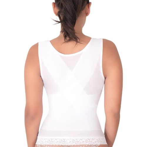 Camiseta faja para mujer de licra y encaje I Love Shape blanca 2005