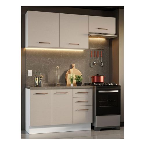 Cocina compacta Madesa 180cm blanco crema agata 09
