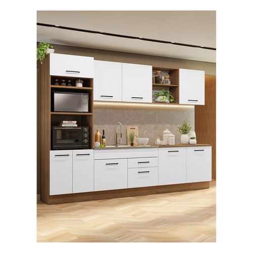 Cocina integral Madesa 310cm marron blanco agata 02