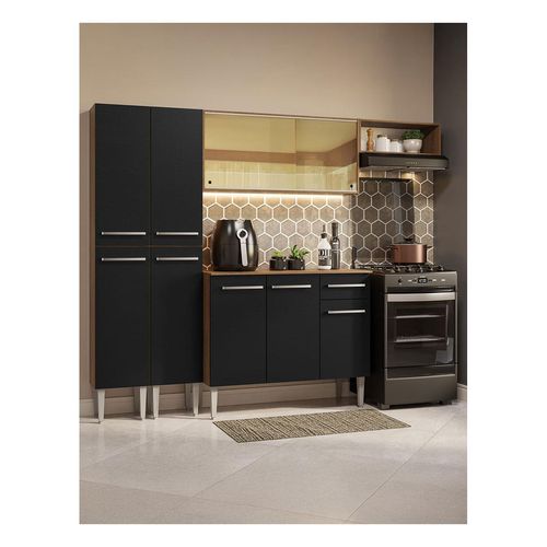 Cocina integral Madesa 229cm marron negro emilly 09