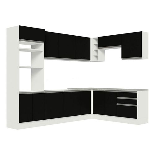 Cocina integral esquinera Madesa 479cm blanco negro glamy 01