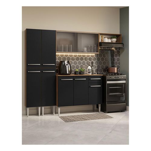 Cocina integral Madesa 229cm marron negro emilly 08