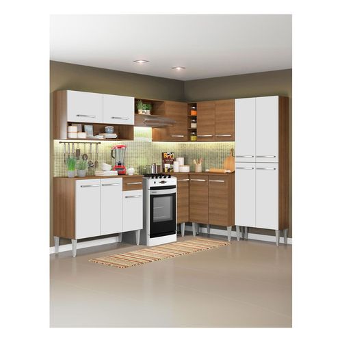 Cocina integral esquinera Madesa 417cm marron blanco ice emilly ice 01