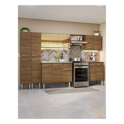 Cocina integral Madesa 293cm con fregadero marron emilly 07