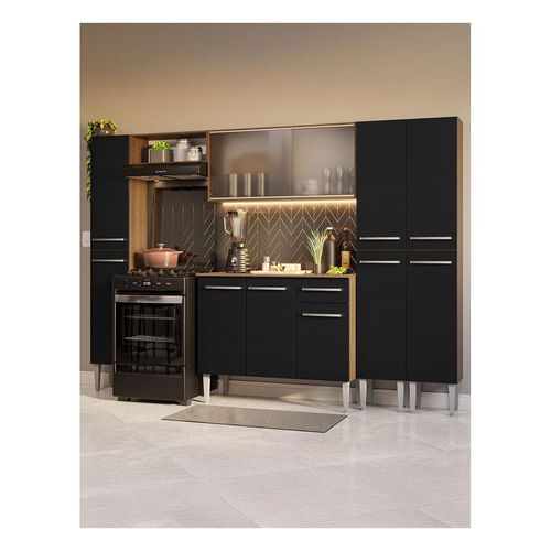 Cocina integral Madesa 261cm marron negro emilly 06