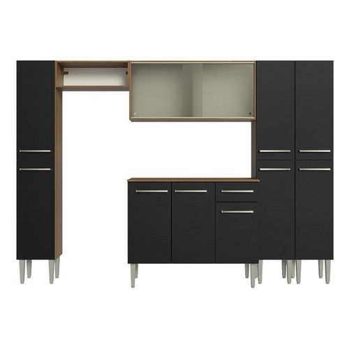 Cocina integral Madesa 261cm marron negro emilly 06