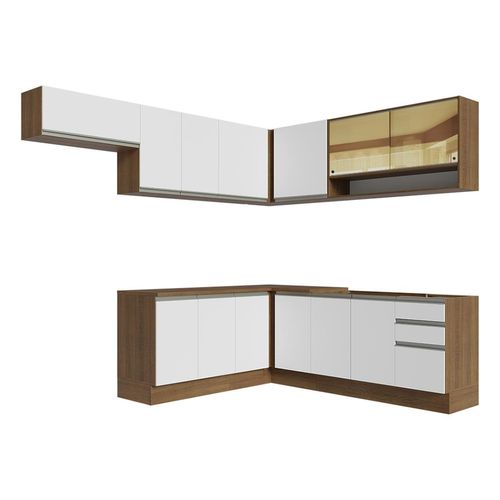 Cocina integral esquinera Madesa 469cm marron blanco glamy 01