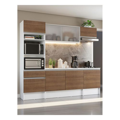 Cocina integral Madesa 240cm blanco marron topazio