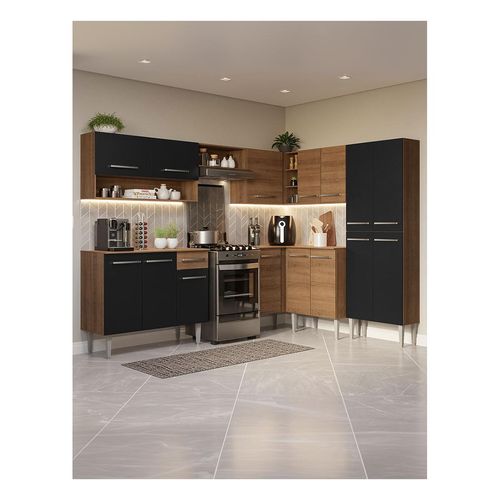 Cocina integral esquinera Madesa 417cm marron negro emilly 02