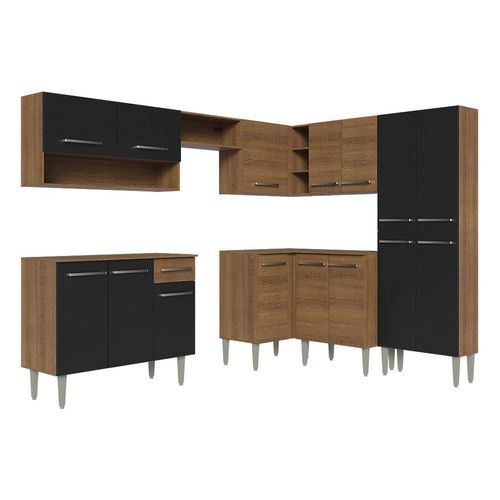 Cocina integral esquinera Madesa 417cm marron negro emilly 02