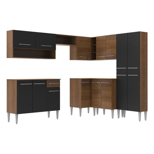 Cocina integral esquinera Madesa 417cm marron negro ice emilly 01
