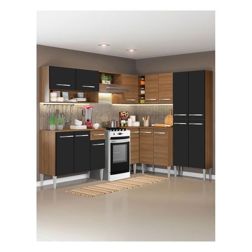 Cocina integral esquinera Madesa 417cm marron negro ice emilly 01