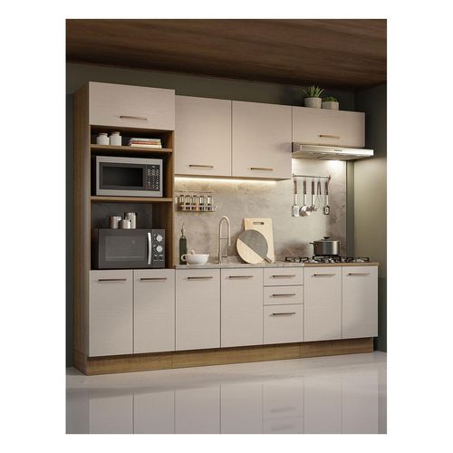 Cocina integral Madesa 270cm marron crema agata 01