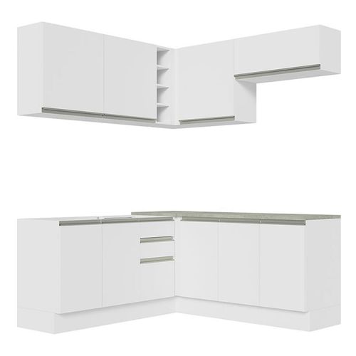 Cocina integral esquinera Madesa 349cm blanco glamy 03