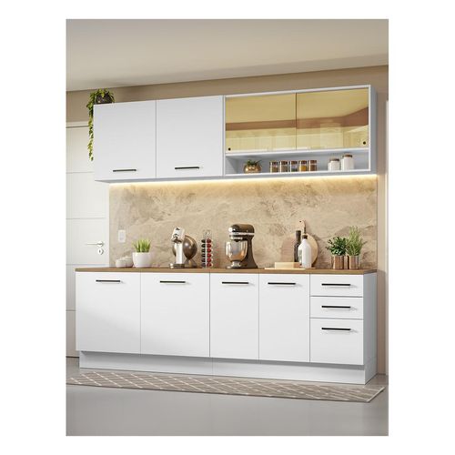Cocina integral Madesa 240 x 60cm blanco marron agata 01