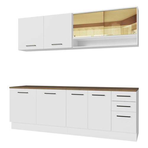 Cocina integral Madesa 240 x 60cm blanco marron agata 01