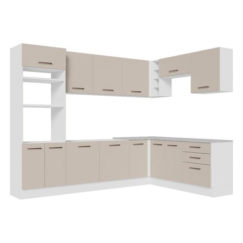 Cocina integral esquinera Madesa 479 cm blanco crema agata 01