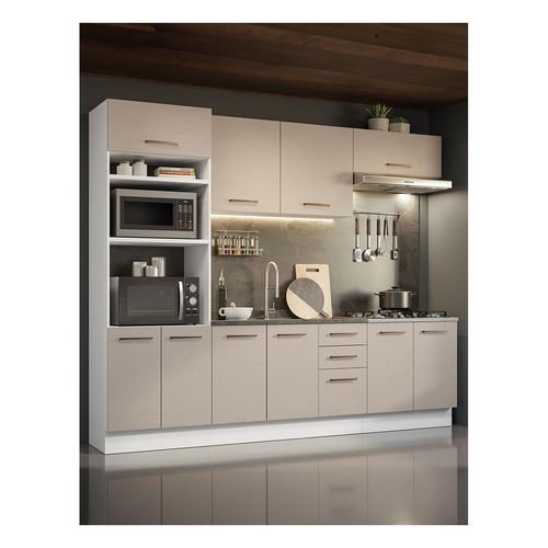 Cocina integral Madesa 270cm blanco crema agata 01