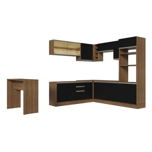 Cocina integral esquinera Madesa 504cm marron negro glamy 01