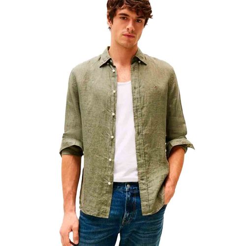 Camisa Tommy Hilfiger verde para caballero MW0MW34602-PLI