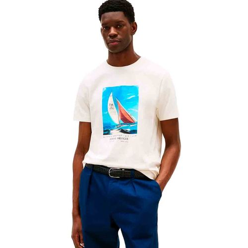 Playera Tommy Hilfiger blanco para caballero MW0MW38615-Z00