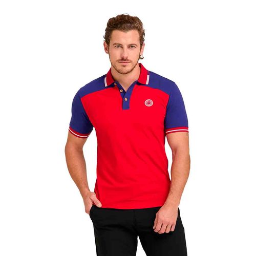 Playera tipo polo Porto Blanco rojo para caballero PLE-2484