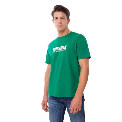 Playera Tommy Hilfiger verde para caballero MW0MW39149-L4F