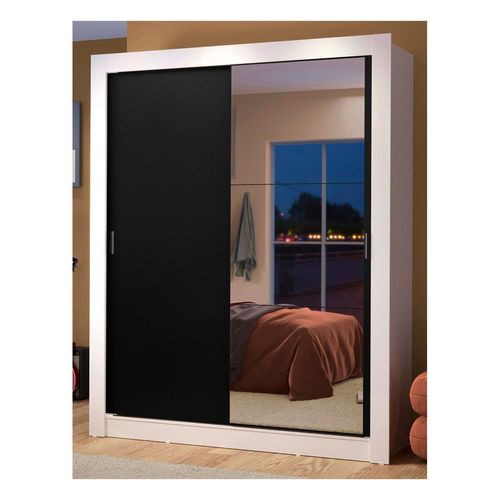 Clóset Madesa 2 puertas correderas con espejo 2 cajones blanco negro dallas