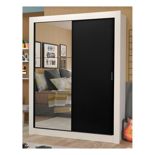Closet dallas plus 2 puertas correderas con espejo 4 cajones blanco negro dallas plus