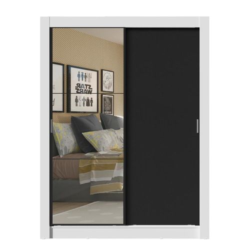 Closet dallas plus 2 puertas correderas con espejo 4 cajones blanco negro dallas plus