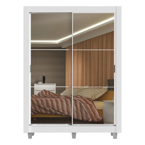 Clóset Madesa 2 puertas corredizas con espejo con pies blanco denver