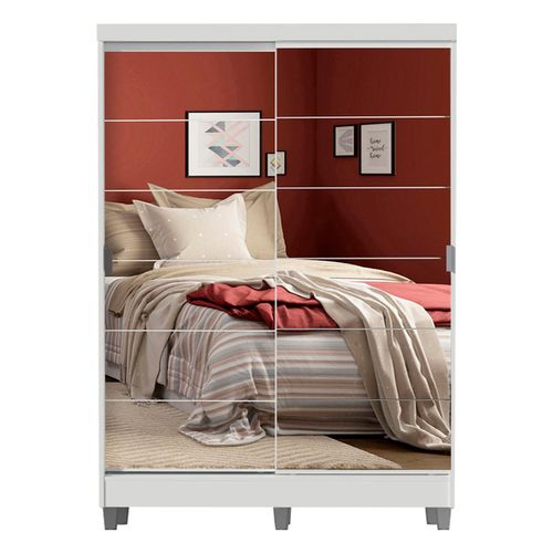 Closet Madesa 2 puertas corredizas espejo con pies blanco luke