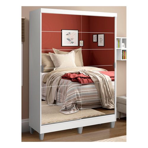 Closet Madesa 2 puertas corredizas espejo con pies blanco luke
