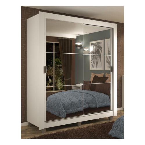 Clóset Madesa 2 puertas correderas con espejo 2 cajones con patas blanco dallas