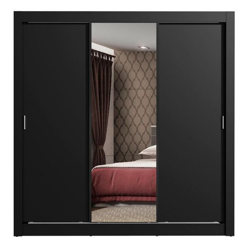 Closet Madesa 3 puertas corredizas 1 con espejo negro monaco