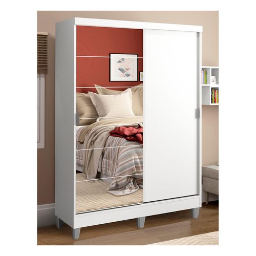 Clóset Madesa 2 puertas corredizas 1 con espejo y pies blanco luke