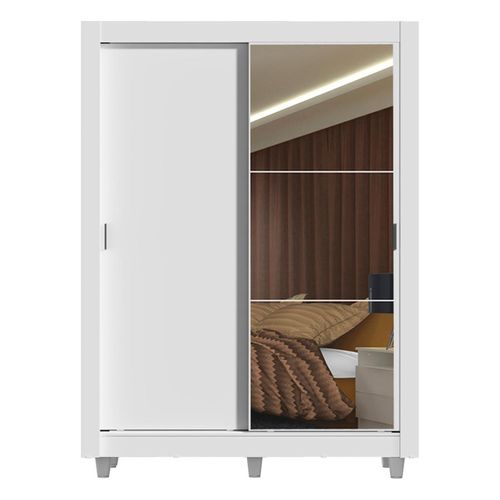 Closet Madesa 2 puertas corredizas con espejo con pies blanco denver