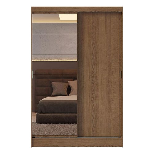 Closet Madesa 2 puertas corredizas 1 puerta con espejo marron luke