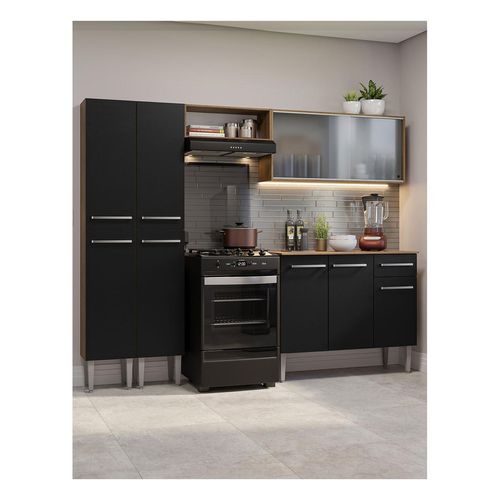 Cocina integral Madesa 229cm marron negro emilly 05