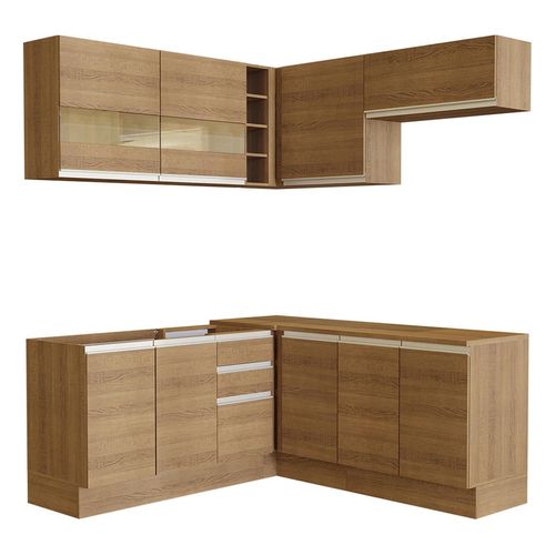 Cocina integral esquinera Madesa 349cm marron glamy 01