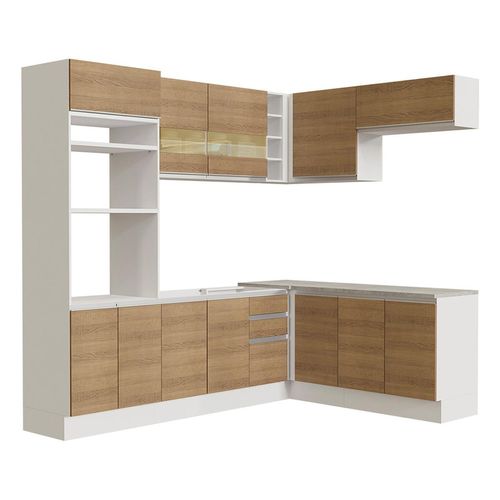 Cocina integral esquinera Madesa 419cm blanco marron glamy 01