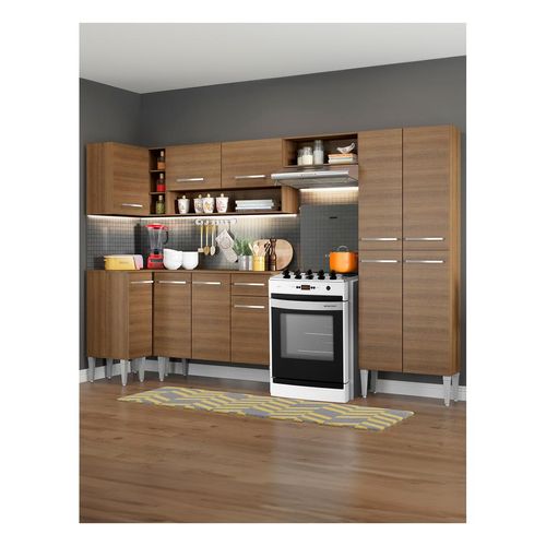 Cocina integral esquinera Madesa 353cm marron emilly sun 01