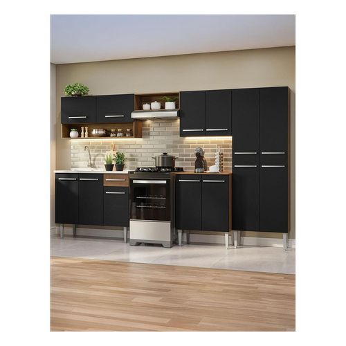 Cocina integral Madesa 293cm con fregadero marron negro emilly 09