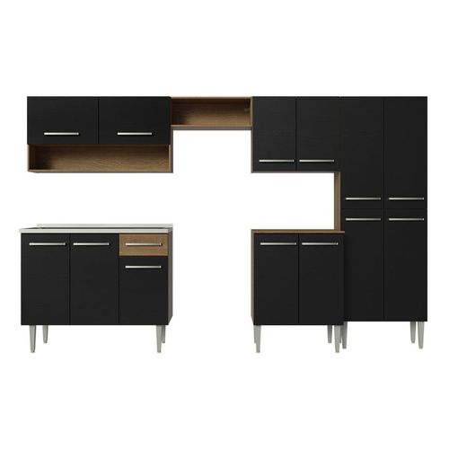 Cocina integral Madesa 293cm con fregadero marron negro emilly 09