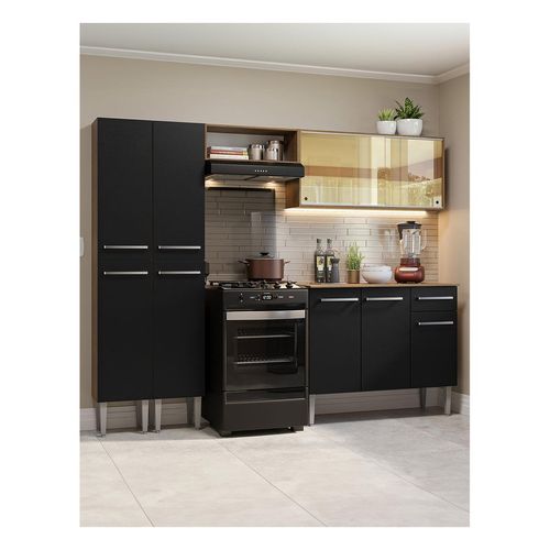 Cocina integral Madesa 229cm marron negro emilly 06