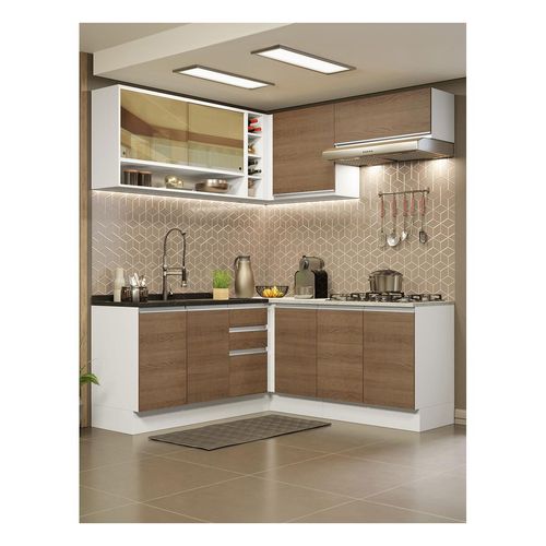 Cocina integral esquinera Madesa 349cm blanco marron glamy 04
